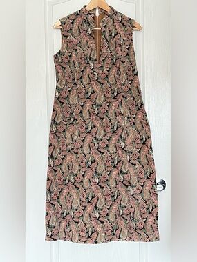VTG Boutique Margo Paisley Corduroy Shift Dress 70s Retro Mod Mini Made in HK 10